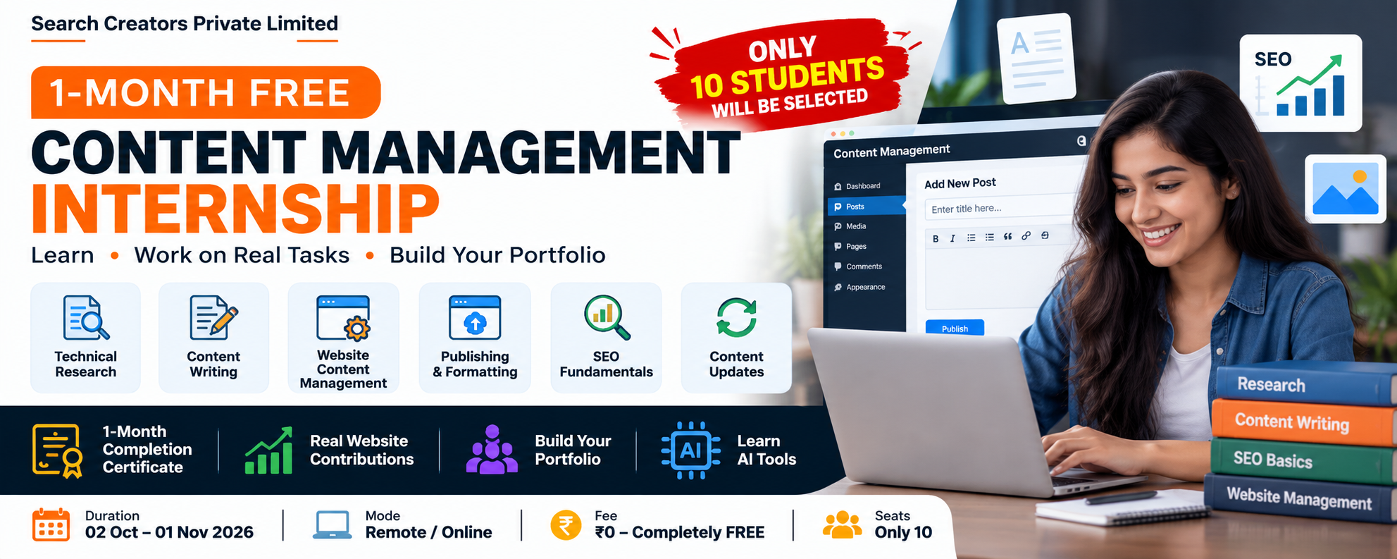 1-Month Free Content Management Internship