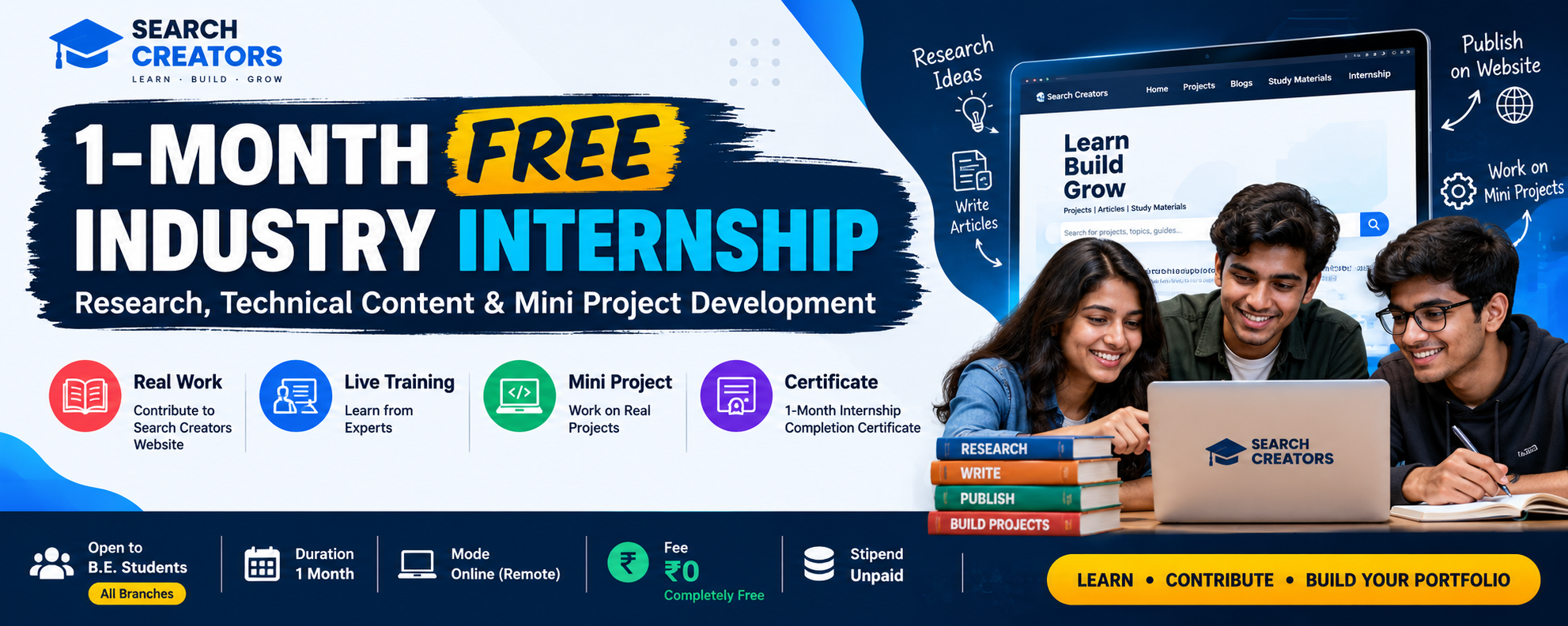 1-Month Free Industry Internship – Research, Technical Content & Mini Project Development