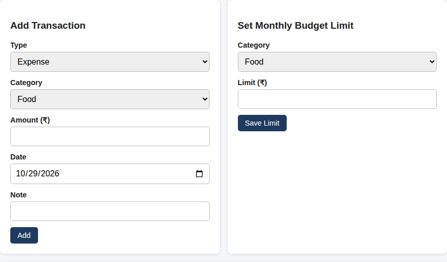 02 add transaction and budget forms