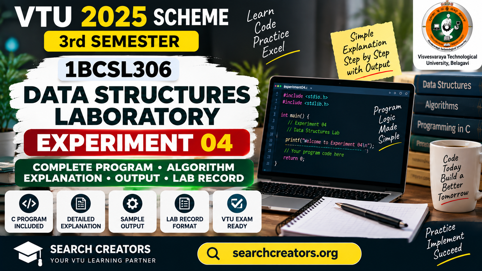 1BCSL306 Data Structures Laboratory – Experiment 04 VTU Notes