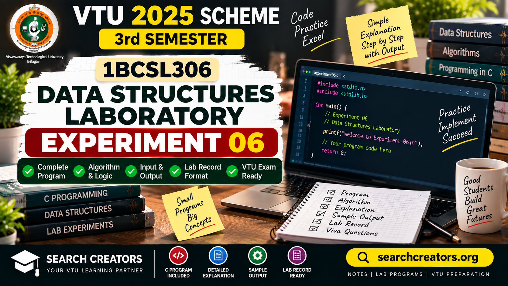1BCSL306 Data Structures Laboratory – Experiment 06 VTU Notes