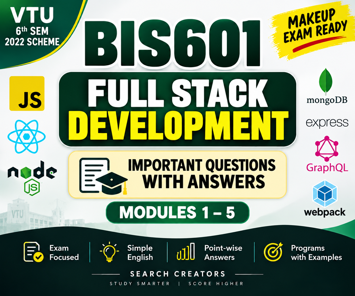 BIS601 Full Stack Development Important Questions with Answers Modules 1–5 | VTU 6th Sem 2022 Scheme VTU Notes