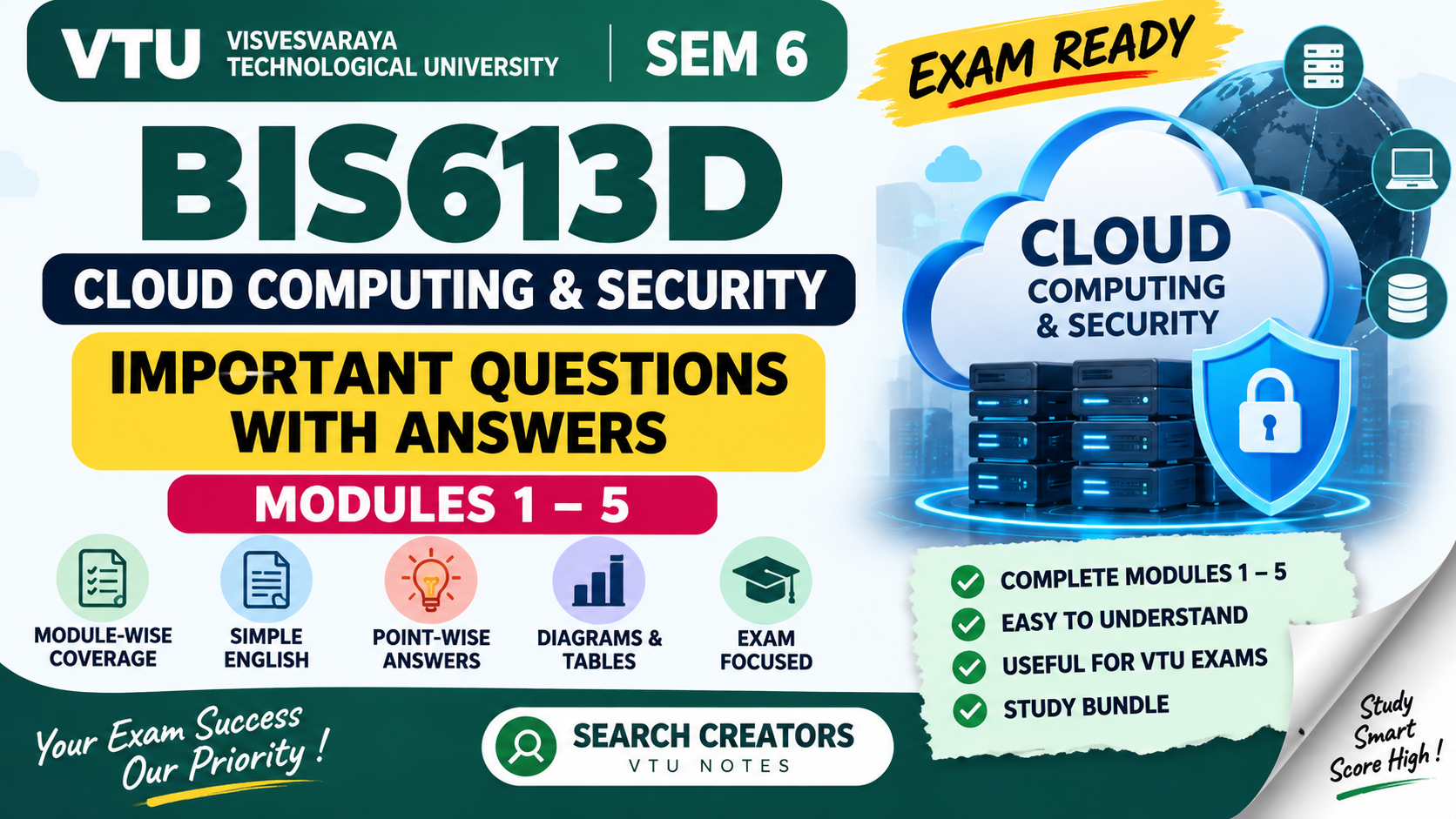 BIS613D Cloud Computing & Security Important Questions with Answers VTU Notes
