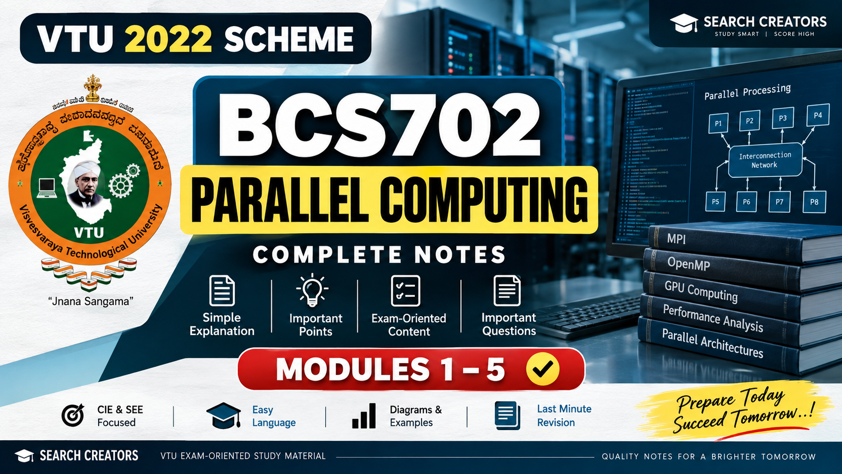 BCS702 Parallel Computing Notes – VTU 2022 Scheme 7th Semester CSE | Modules 1–5 VTU Notes